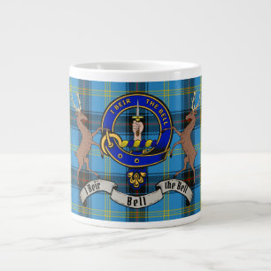 Bell Clan Badge w/Tartan & Stags Giant Coffee Mug