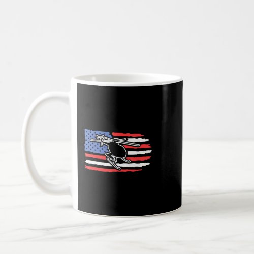 Bell Flight Patriotic Helicopter American Flag  Coffee Mug