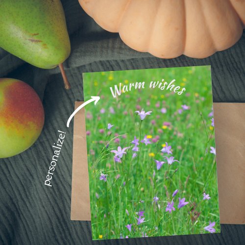 Bell_flower on a green meadow  postcard