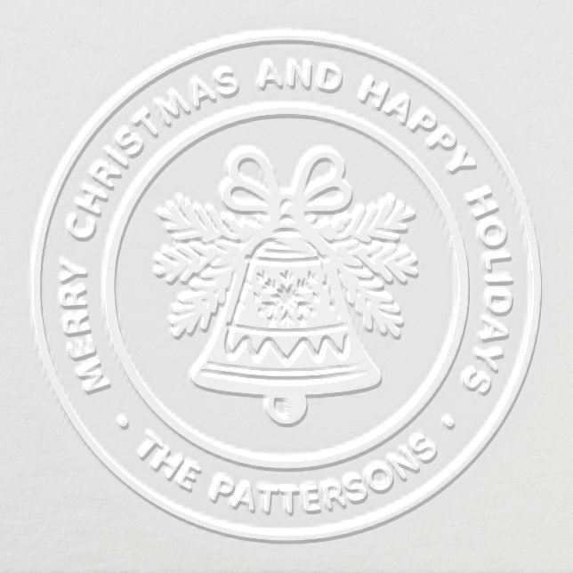 Bell Merry Christmas Happy Holidays Personalized Embosser (Design)