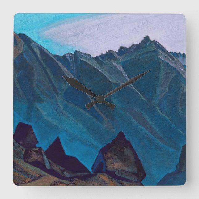Bell Mountain, 1932 by Nicholas Roerich Square Wall Clock (Front)