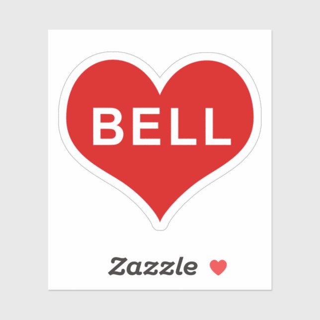 BELL NAME Red Love Heart Vinyl Sticker (Sheet)