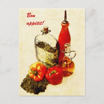 Bell Pepper And Oils Bon Appetit Postcard by myworldtravels at Zazzle