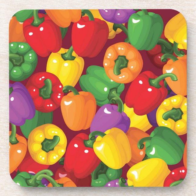 Bell Pepper Pattern Drink Coaster (Front)