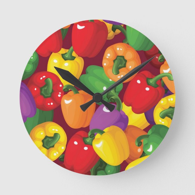 Bell Pepper Pattern Round Clock (Front)
