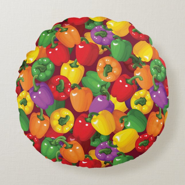Bell Pepper Pattern Round Pillow (Front)