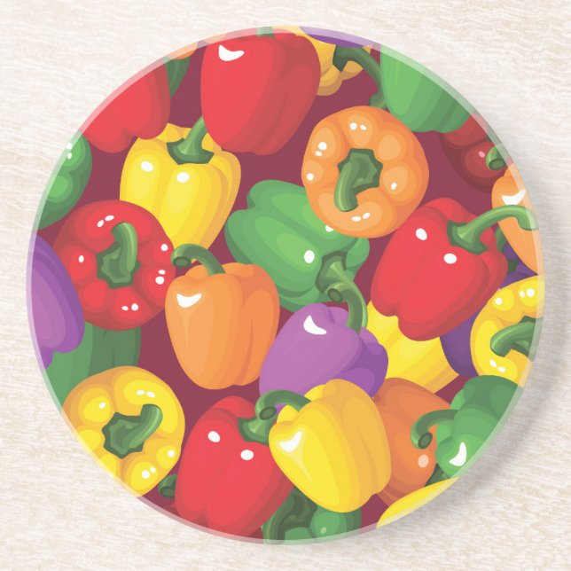 Bell Pepper Pattern Sandstone Coaster (Front)