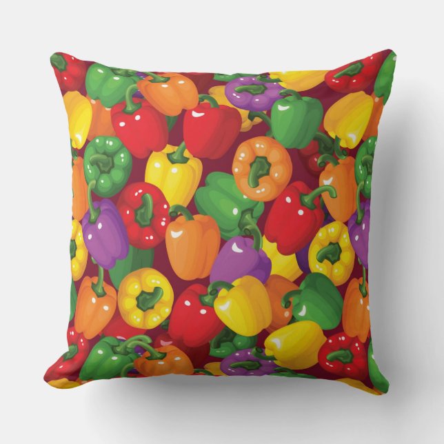 Bell Pepper Pattern Throw Pillow (Front)