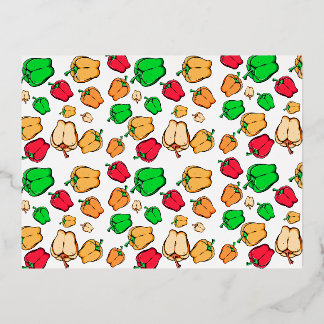bell pepper pattern with christmas colors for kids foil holiday postcard