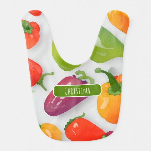 Bell pepper Watercolor Colorful Personalized Patte Baby Bib