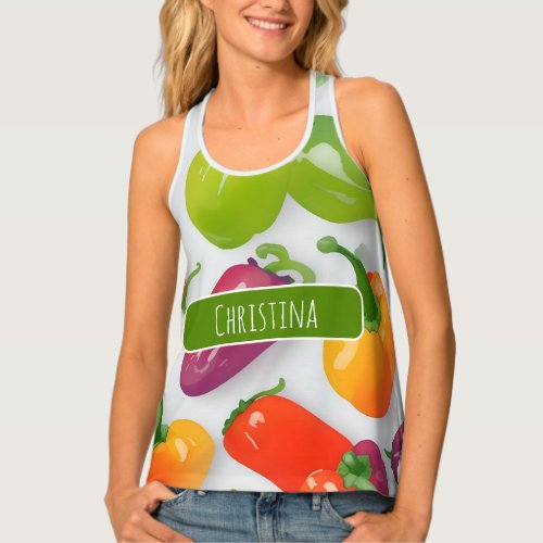 Bell pepper Watercolor Colorful Personalized Patte Tank Top