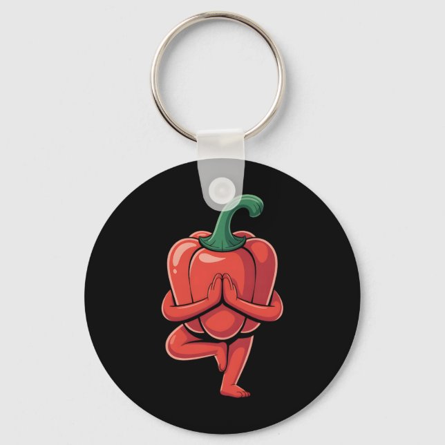 Bell Pepper Yoga  Keychain (Front)