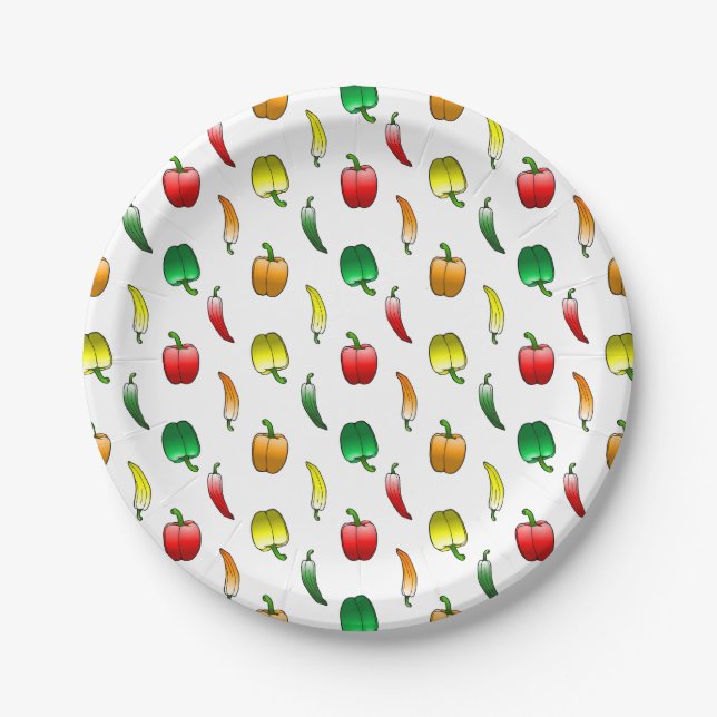 Bell Peppers and Long Sweet Peppers Paper Plates (Front)