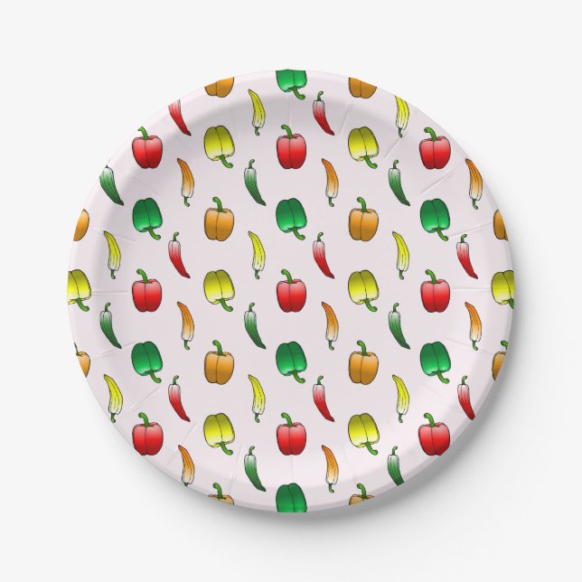 Bell Peppers and Long Sweet Peppers Paper Plates (Front)