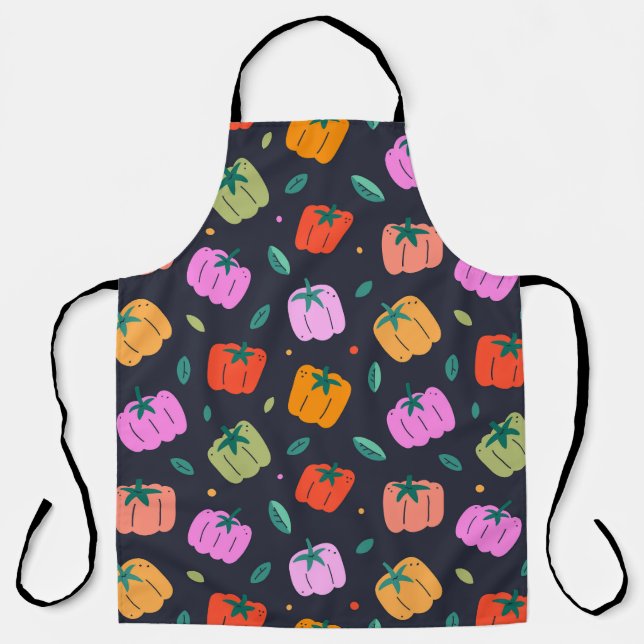 Bell Peppers Hand Drawn Vegetable Apron (Front)