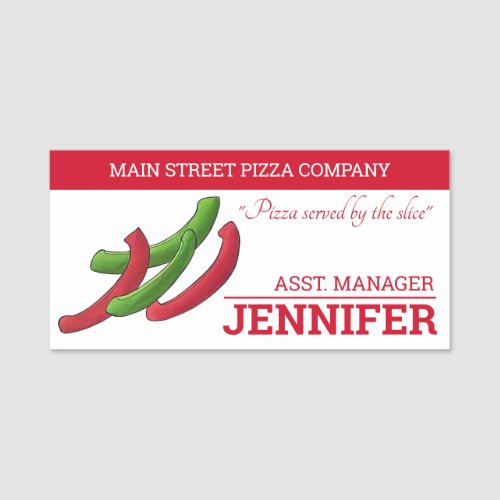 Bell Peppers Pizza Toppings Pizzeria Italian Food Name Tag