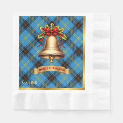 Bell Personalized Tartan Christmas Napkins