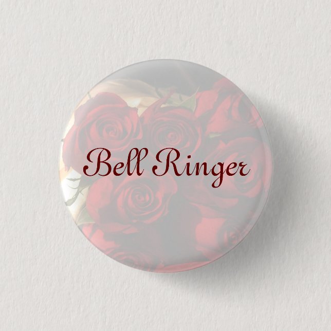 "Bell Ringer" - Red Rose Bouquet (1) Pinback Button (Front)