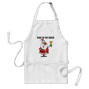 Bell Ringing Black Santa Claus Adult Apron