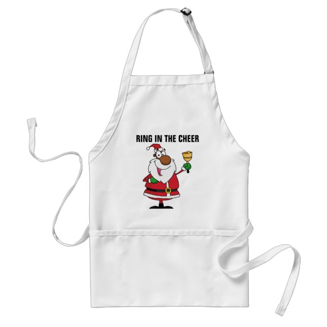 Bell Ringing Black Santa Claus Adult Apron (Front)