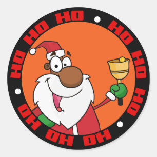 Bell Ringing Black Santa Claus Classic Round Sticker