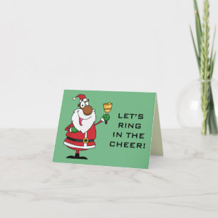 Bell Ringing Black Santa Claus Holiday Card