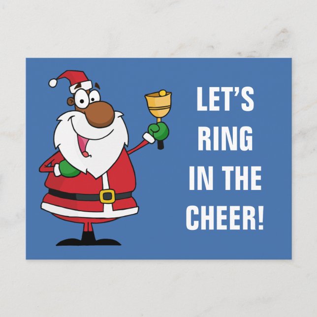 Bell Ringing Black Santa Claus Holiday Postcard (Front)