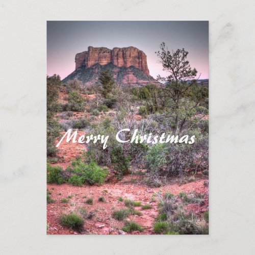 Bell rock Sedona Arizona Merry Christmas Holiday Postcard