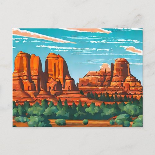 Bell Rock Sedona Arizona painting Postcard