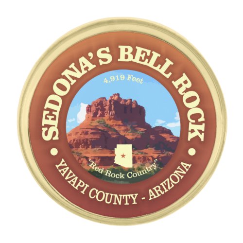 Bell Rock Sedona rd Gold Finish Lapel Pin