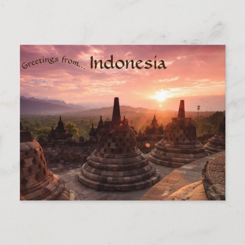 Bell Shaped Stupas in Borobudur Indonesia Postcard
