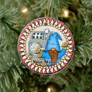 Bell slots gnome ceramic ornament