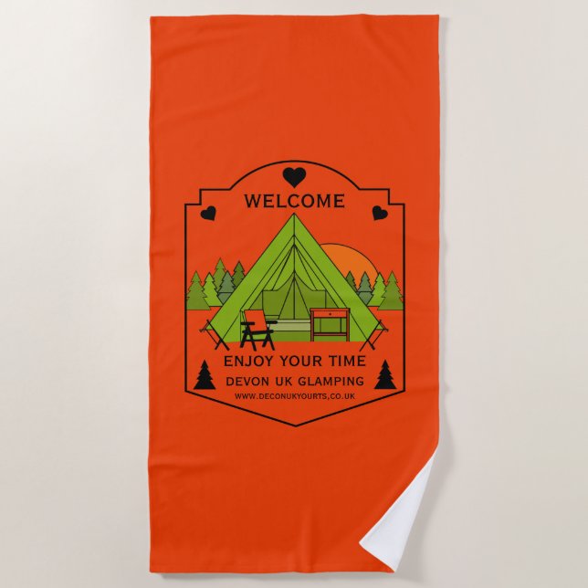 Bell Tent Glamping Business Beach Towel (Front)