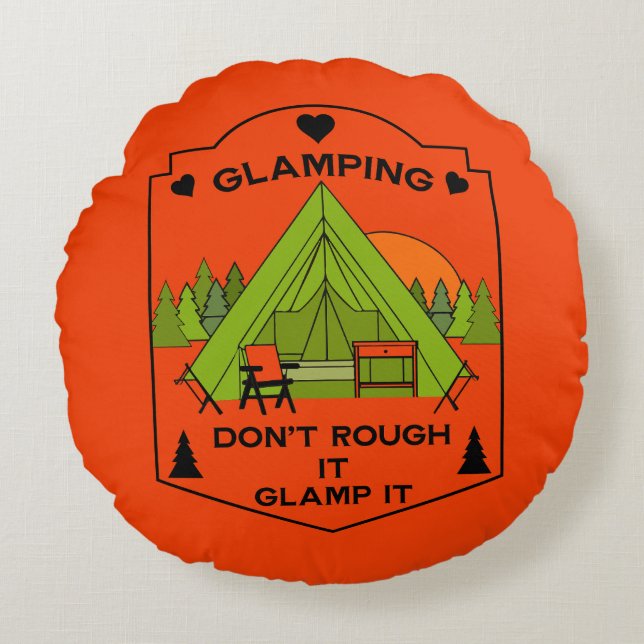 Bell Tent Glamping Round Pillow (Front)