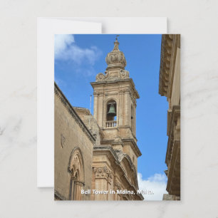 Bell Tower in Mdina, Malta. Postcard