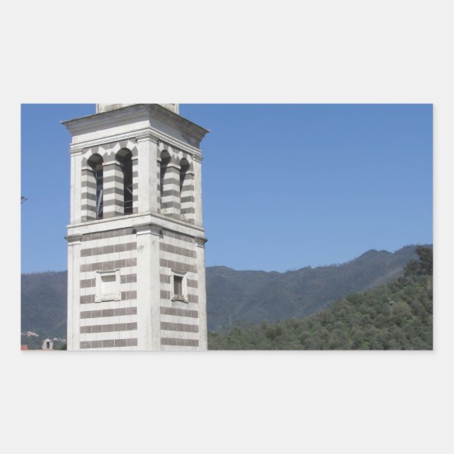 Bell tower of St Andrew church in Levanto Rectangular Sticker (Front)