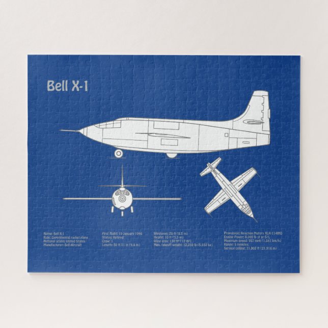 Bell X-1 - Airplane Blueprint Plans ABD Jigsaw Puzzle (Horizontal)