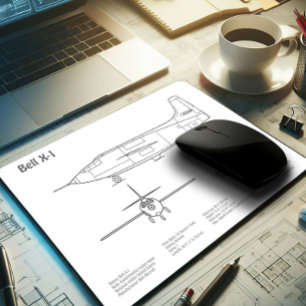 Bell X-1 - Airplane Blueprint Plans BD Mouse Pad