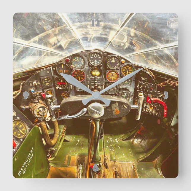 BELL X-1 "GLAMOROUS GLENNIS" COCKPIT SQUARE WALL CLOCK (Front)