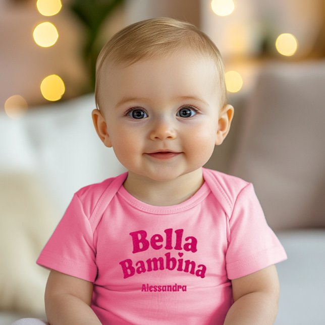 Bella Bambina Baby Pink Bodysuit (Bella Bambina personalized Pink Baby Body Suit for Italian Pride Baby Shower Gift)