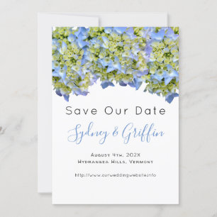 Bella Blue Hydrangea Save Our Date Flat Cards