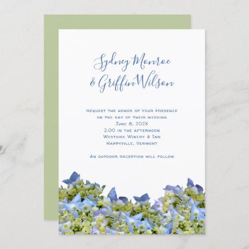 Bella Blue Simple Hydrangea Wedding Invitation