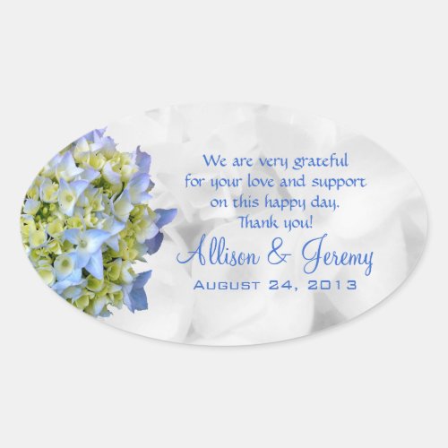 Bella Blue Wedding Hydrangea Oval Favor Labels