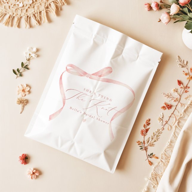 BELLA Blush Bow She's Tying the Knot Bridal Shower Favor Bag (Creator Uploaded)