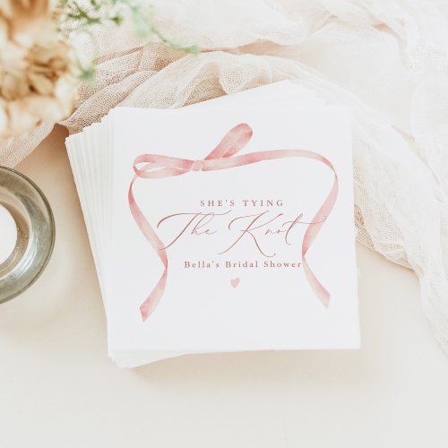 BELLA Blush Bow Shes Tying the Knot Bridal Shower Napkins
