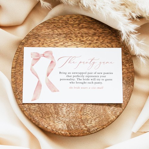 BELLA Blush Bow Shes Tying the Knot Panty Game Business Card