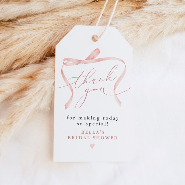 BELLA Blush Bow She's Tying the Knot Thank You Gift Tags (Creator Uploaded)