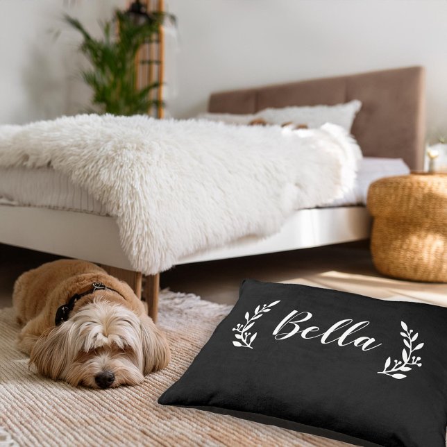 Bella Botanical Monogram | Black Pet Bed (Creator Uploaded)