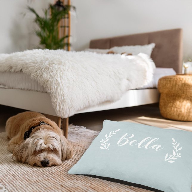 Bella Botanical Monogram | Light Blue Pet Bed (Creator Uploaded)