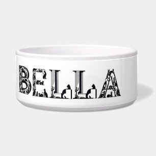 Bella Cat Name Written In Cat Font Bowl